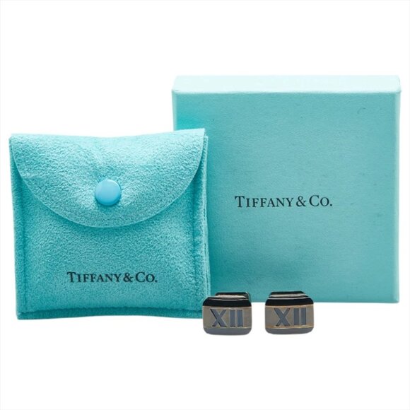 Tiffany & Co Atlas Titanium Cufflinks Cuff Links Silver 925 Auth w/Box #4874 - Picture 5 of 5